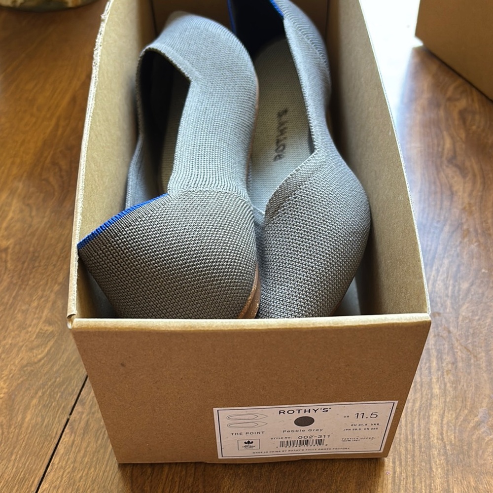 Rothy's Gray Women’s Pointed Toe Flats NEW